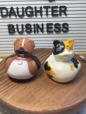 Oriental Trading Dog  Cat Rubber Duck Lot Animal Bath Toy Set of 2