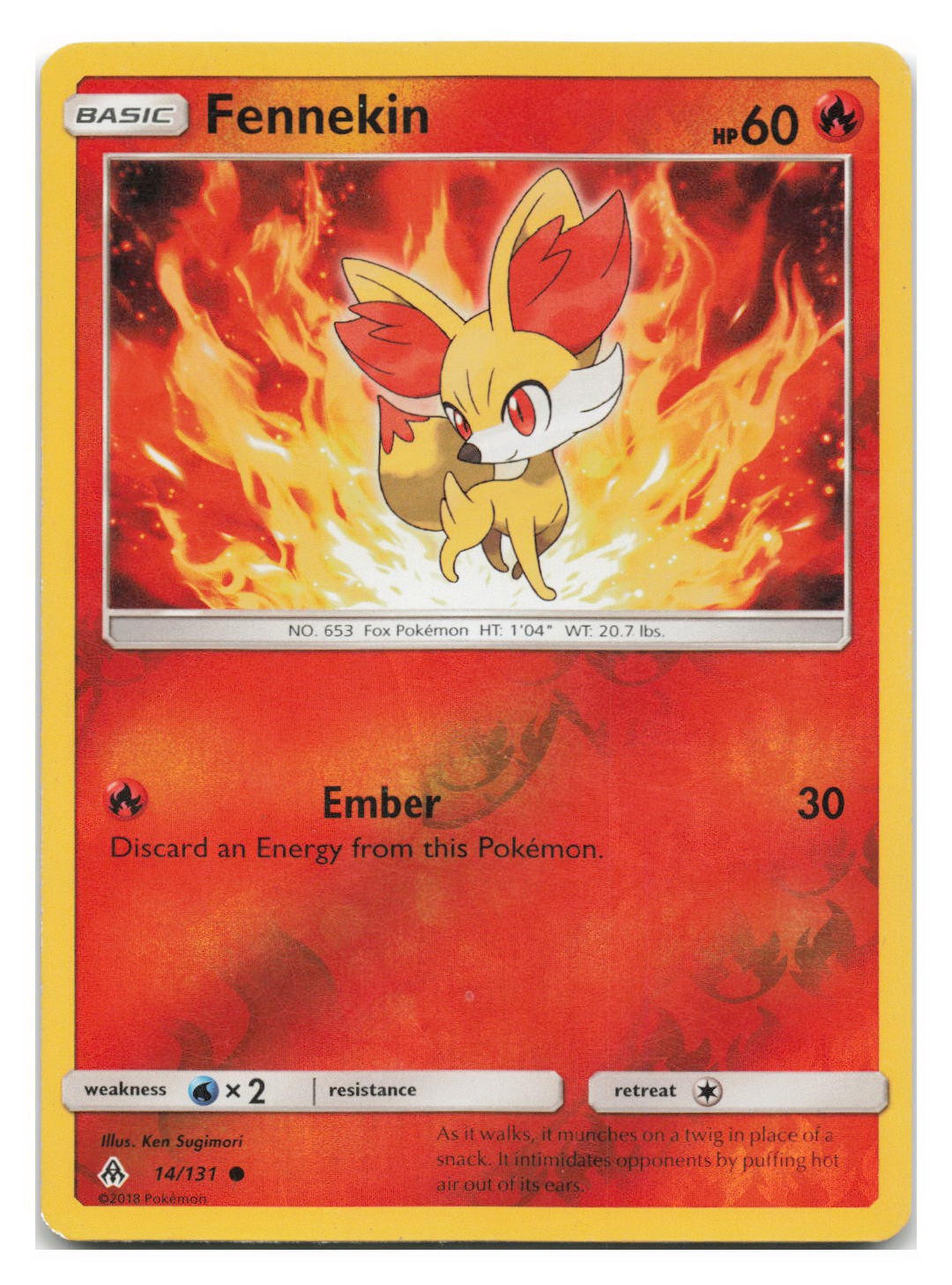 Fennekin 14/131 Common Forbidden Light Pokemon Reverse Holo 2018