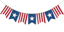 American Flag Bunting Banner 4th of July Decorations, Patriotic Stars and
