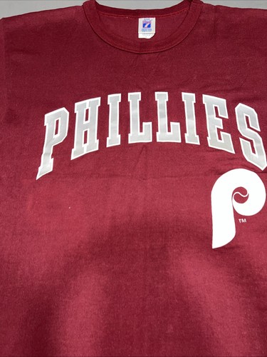 Logo 7 Philadelphia Phillies Short Sleeve Shirt Men’s L Maroon Made in US -3756 - Picture 4 of 13