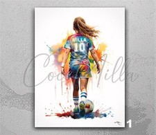 Girls Football Gifts Watercolor Print Personalised Soccer Female Football 3000