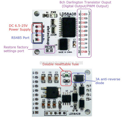 8CH RS485 to PWM Output Multifunction Controller Module Transistor Driver Module