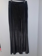 Show Me Your Mumu Pants Womens Large Studded Velvet Wide Leg High Rise Black 
