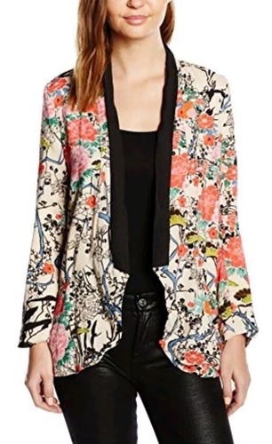 zara kimono jacket Floral Collarless Open Front Lg Reg $120 - Picture 4 of 6
