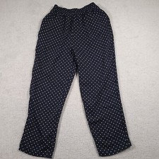 Vtg Alfred Dunner Pull On Pants Womens 12 Navy Blue Polka Dot Print Straight Leg