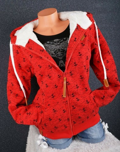 Damen Sweat Jacke Kapuze Hoodie Teddyfell gefüttert Futter Anker L XL 2XL 3XL - Bild 39 von 54