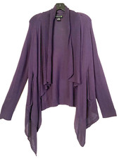 BABETTE SF Cardigan Cotton Cashmere Knit Draped Shawl Pockets Purple S M SAMPLE