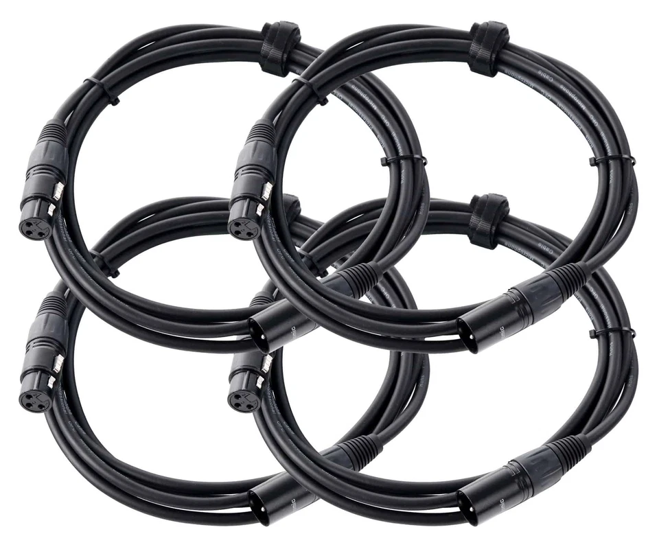 4x Cable XLR 2,5m Female Male 3 Broches Microphone Haut Parleur Sonorsiation - Photo 1/3