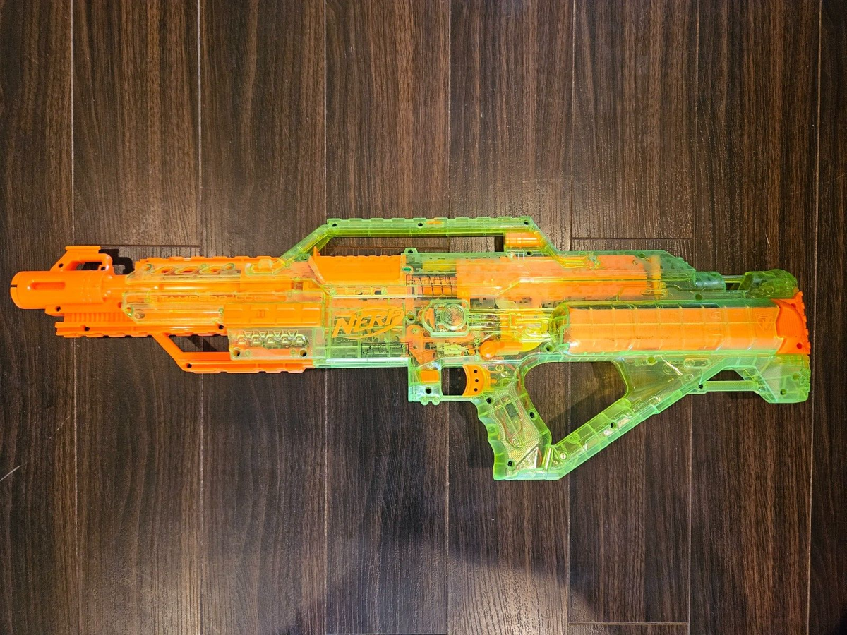 WORKING Nerf N-Strike Sonic Stampede ECS Transparent Green Blaster
