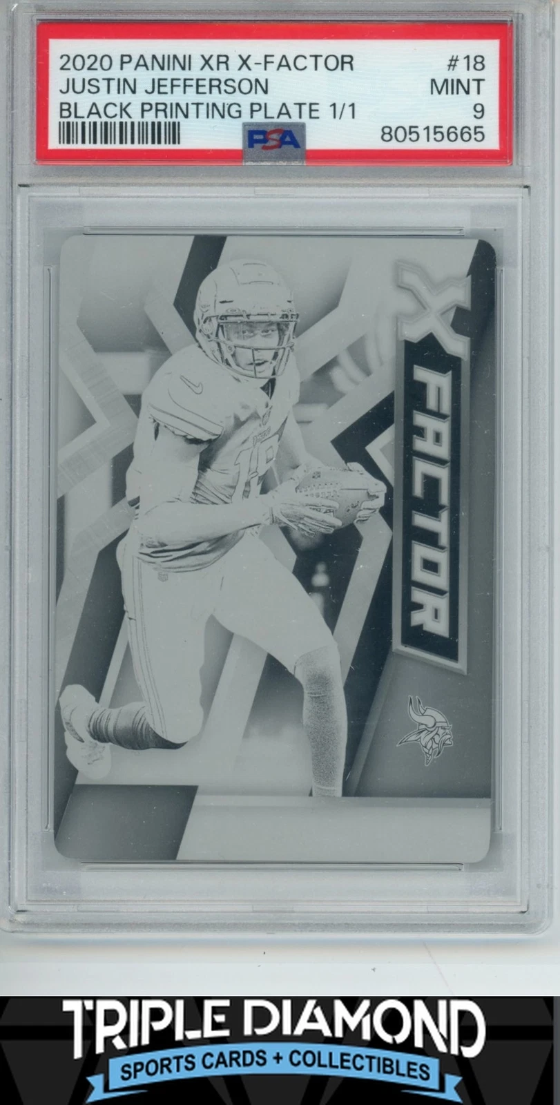 Justin Jefferson Panini XR X-Factor #18 Magenta Printing Plate 1/1