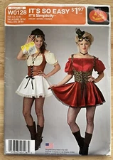 Simplicity W0128 Sexy Pirate Gypsy Costume Corset Wench Pattern Misses’ 6-16