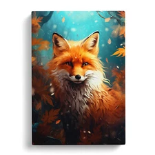 Fox Digital Art Canvas Wall Art Print Framed Picture Decor Living Room Bedroom