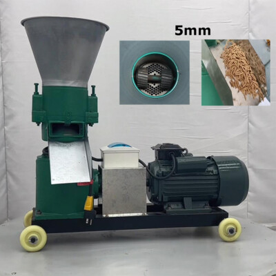2 Head Rollers 220V 3KW 5MM Holes Farm Animal Pellet Feed Mill Machine 150KG/h