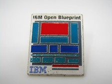 Vintage IBM Open Blueprint Enamel Lapel Pin Computer Chip Design Tech Promo Gift