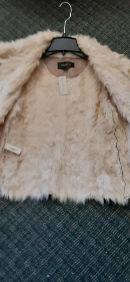 全新带标签 Ann Taylor FAUX SHEARLING Moto 拉链人造毛皮衬里夹克女式 XS 码 — 第 4/4 张图片