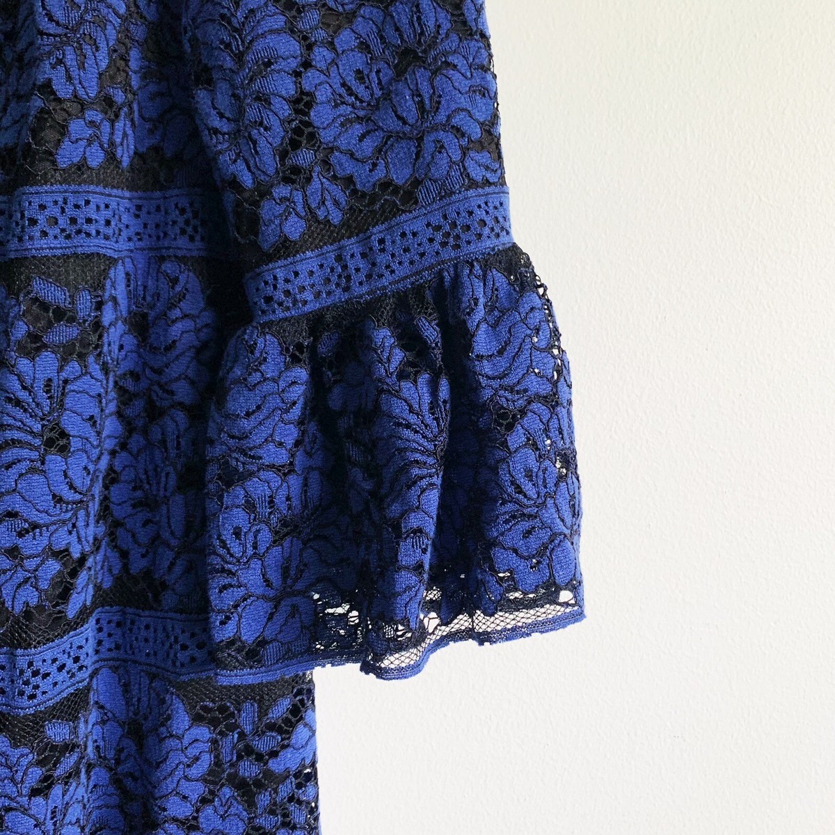 Eliza J Lace Bell Sleeve Cocktail Party Mini Dress Blue Black Size 14 | eBay