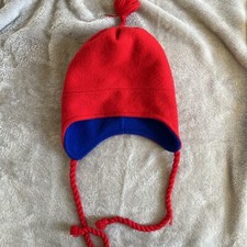 Vintage Turtle Fur Fleece Beanie Winter Hat red Tassel small