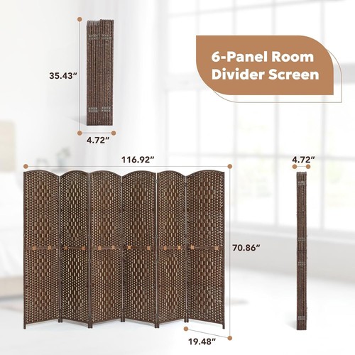 Room Divider 2-in-1 Room Divider 4/6 Panel for Room Separation Privacy Screen - Picture 19 of 38