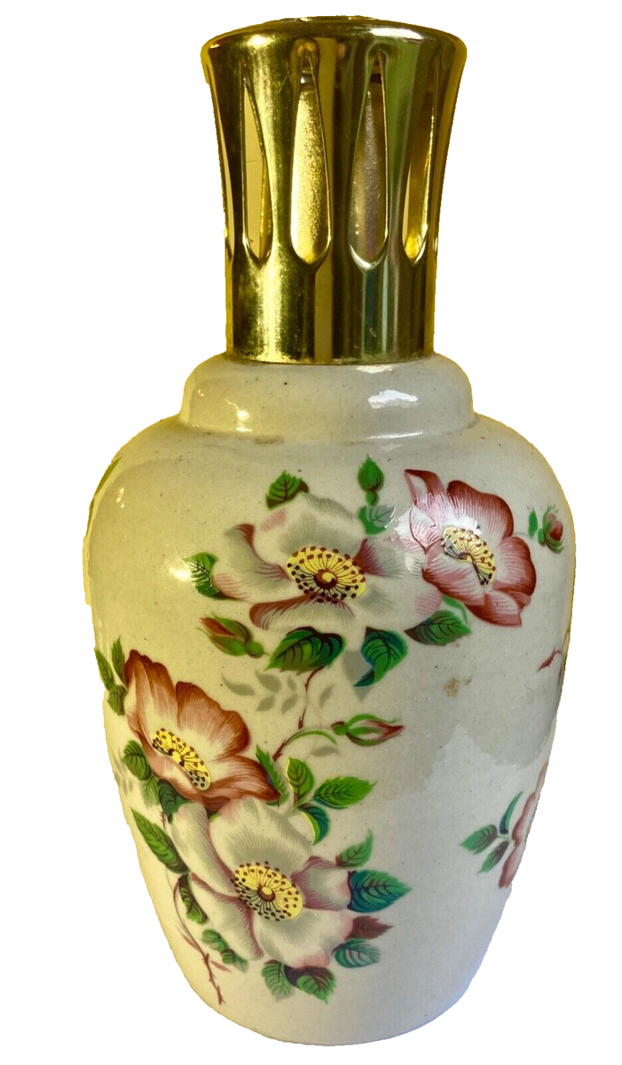 Lampe Berger Paris Grès Breugnot – Décor Fleur églantines – Fabriquée En France – Bon état