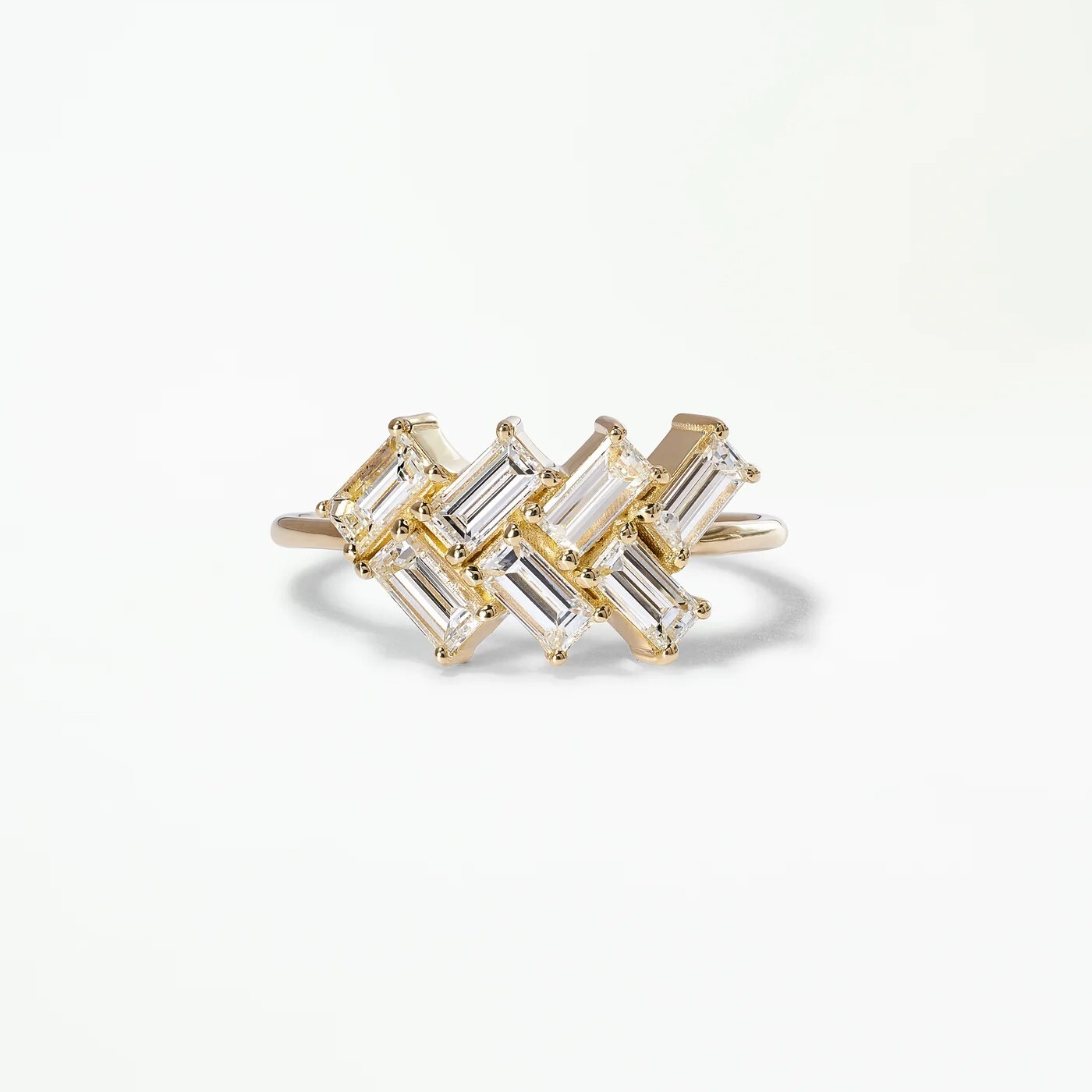 Modern Geometric Baguette Moissanite Ring in 14k Gold Vermeil