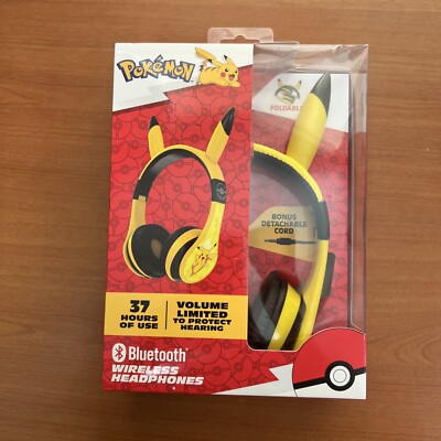 Pokemon Pikachu Headphones Kids Yellow Corded Over Ear Phones 