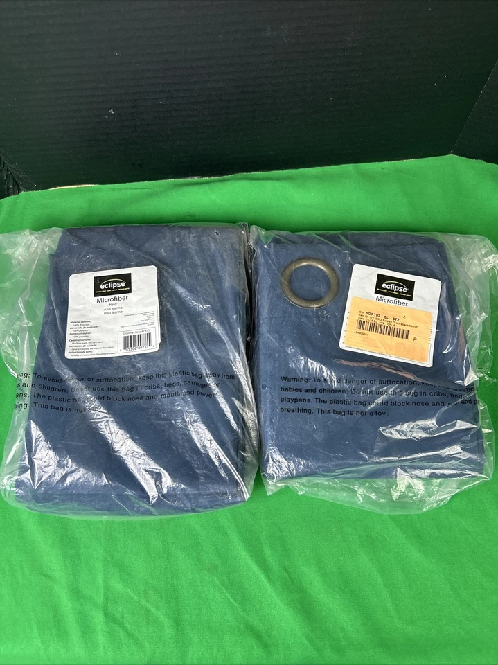 ECLIPSE Microfiber Insulated Blackout Window Curtains NAVY 42 x 95 2 PIECE set - Image 3 of 4
