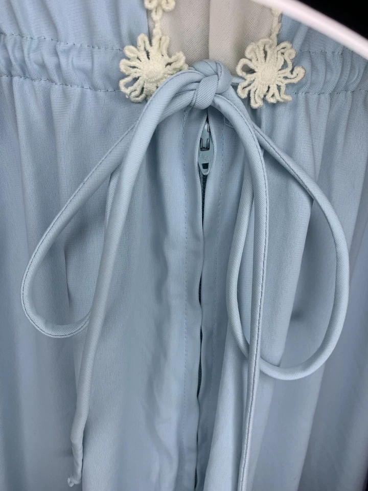 Vestido camisón vintage Vanity Fair azul blanco túnica de anfitriona talla 12 Foto 4 de 4