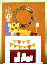 Papyrus Gemmed Fireplace GIVE THANKS Thanksgiving Greeting Card ~Beauty & Warmth