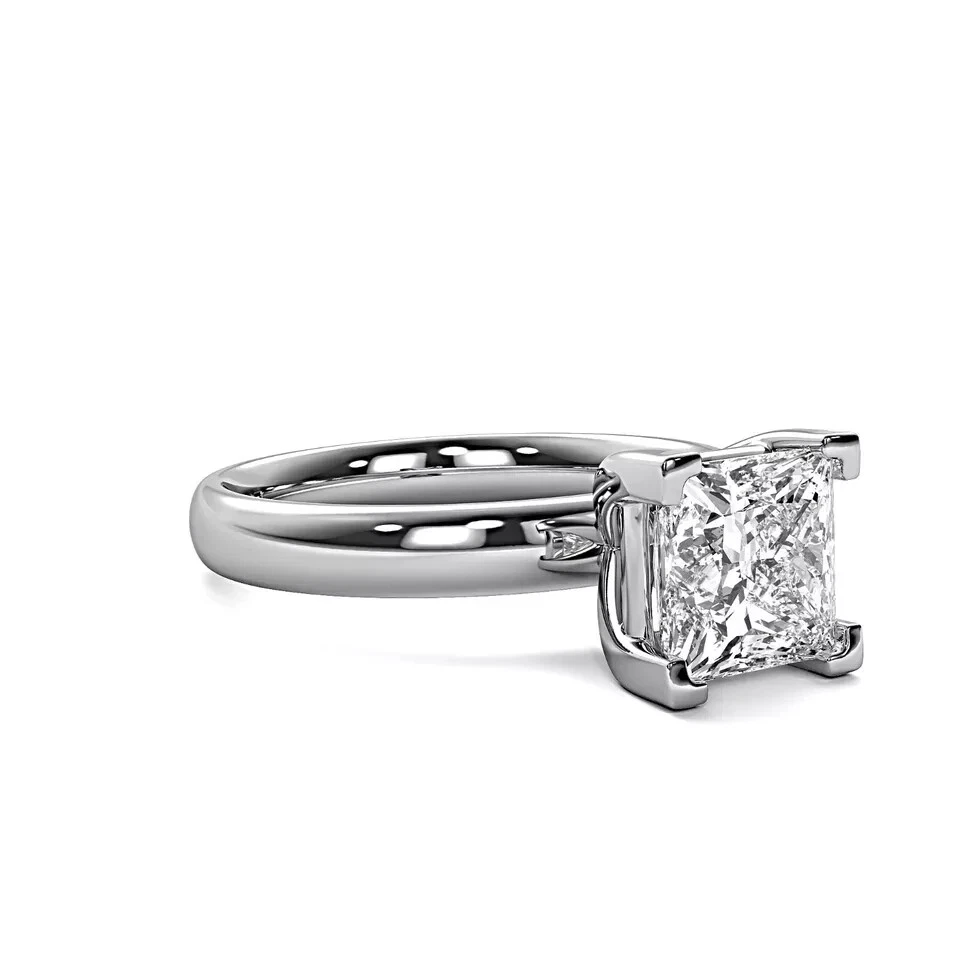 1.00 Ct F VS1 Solitaire Lab Grown Princess Cut Diamond Engagement Ring - Image 3 of 4