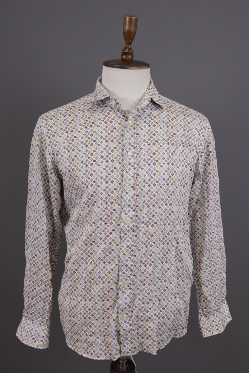 Etro Milano White Paisley Long Sleeve Button Down Shirt Size