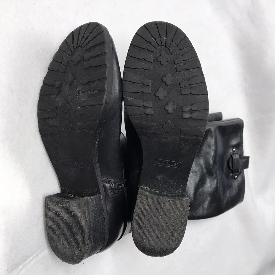 Botas de equitación ecuestres hasta la rodilla de cuero negras NINE WEST para mujer talla 7,5 Wexner Foto 3 de 4