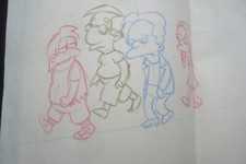 THE SIMPSONS ANIMATION ORIGINAL ART Production Drawing Sketch Nelson & Millhouse