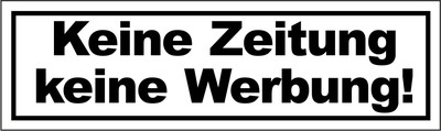 Klebeschilder: Keine Zeitung - keine Werbung! verschiedene Stückelungen