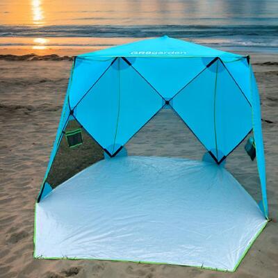 Blau Pop Up Familien Strand Zelt Sonnenschutz Camping Unterstand 3-4 Personen UPF50+ UV