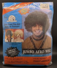 FRANCO Theatrical Deluxe 70's Afro Brown Curly Wig Synthetic Unisex Costume NEW