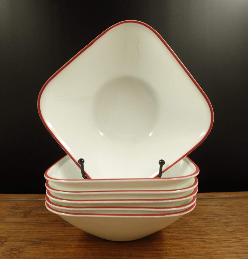 6 Corelle Splendor Vitrelle Square Soup & Cereal Dishes  