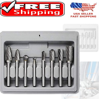Versatile 8-Piece Carbide Rotary File Set for Precision Drilling and Engraving