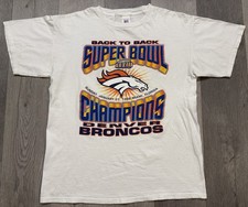 Vintage 90s Denver Broncos Logo 7 Super Bowl Champions T-Shirt - Large