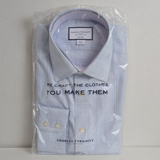 Charles Tyrwhitt Non-Iron Slim Twill Check Dress Shirt Light Blue 16/34