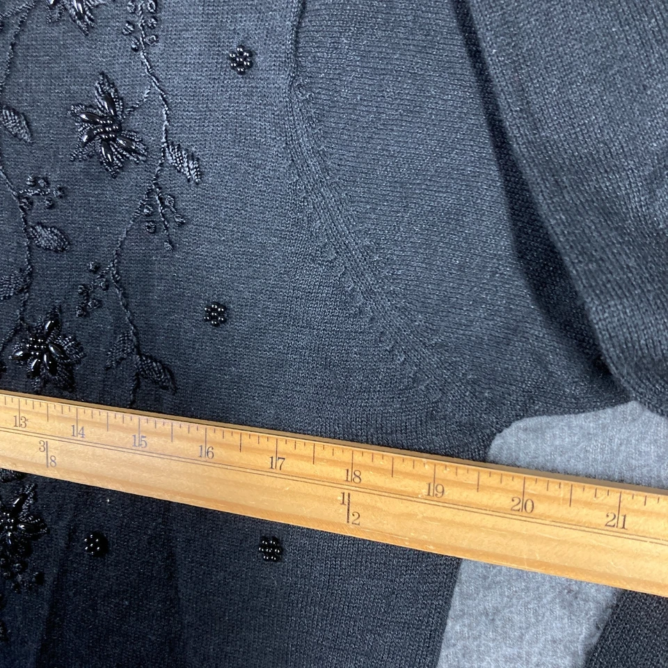 Cárdigan con cuentas vintage Requirements para mujer pequeño mediano PM negro elegante Foto 4 de 4