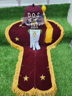 Masonic D.O.S Daughter Of Sphinx Customize Fez Hat Collar Gloves