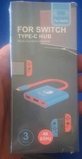 Nintendo Switch Type-C Hub NEW SEALED Portable Dock Adapter 4k Blue Red 3 Ports