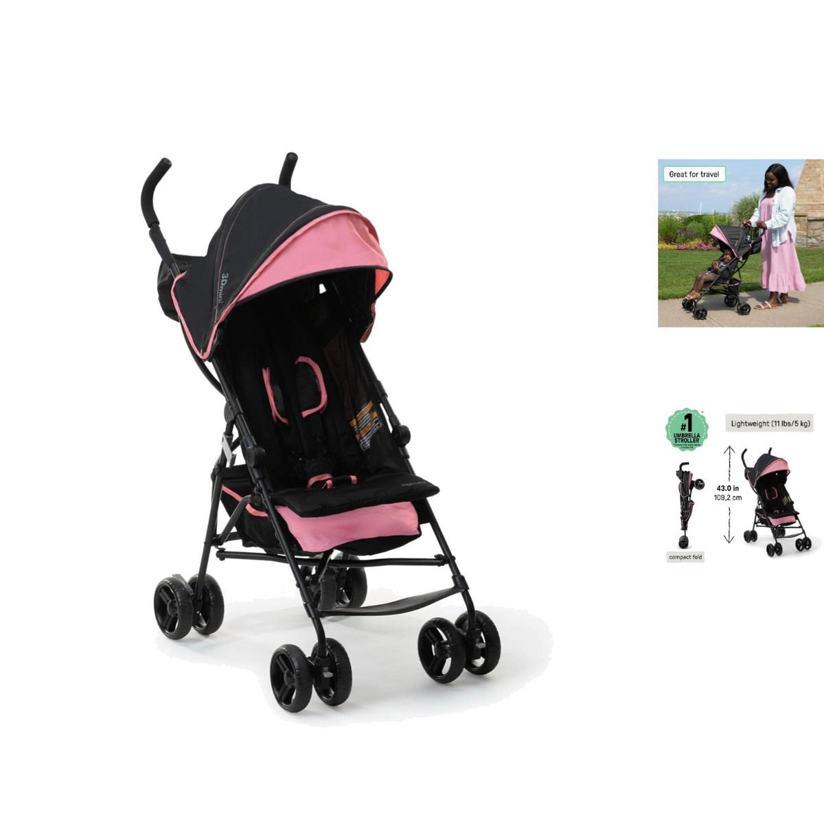Portable 3D Mini Stroller with Sun Visor & Dual Cup Holders - Ideal for  Parents