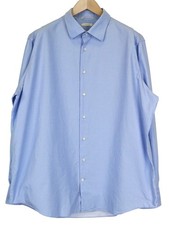 SUITSUPPLY Men's Formal Shirt 47/18 1/2 Blue Twill Pure Cotton Classic 