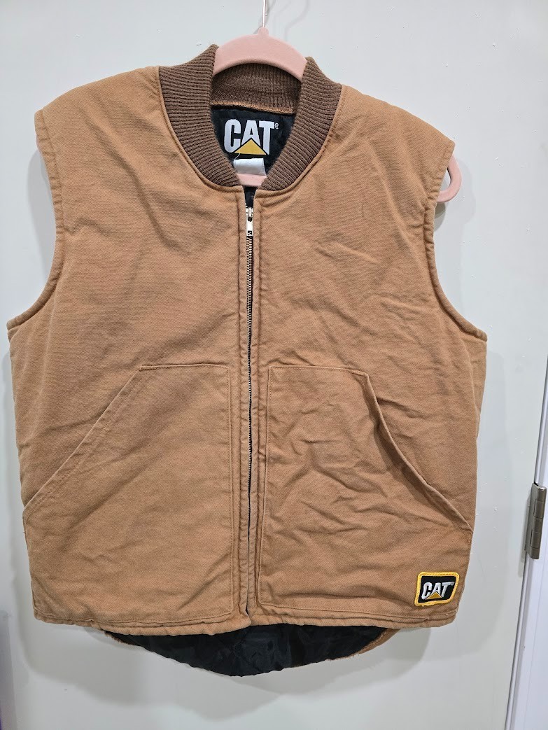 Cathartt Work Vest ブラウンS Cat Caterpillar Quilted Tan Brown Work Vest Men's Size Medium | eBay