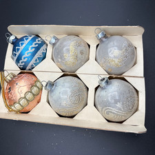 Set of 6 Vintage Chirstmas Ornaments Shiny Brite? one West Germany