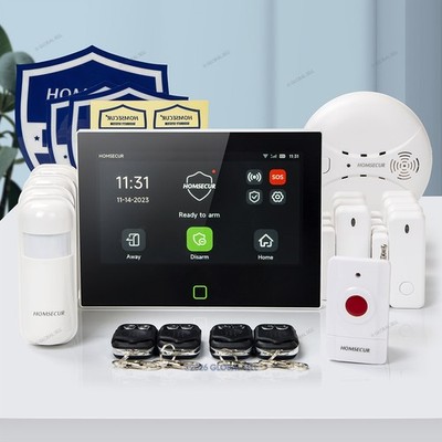 HOMSECUR Wireless WIFI 4G 2G LCD Home 7'' Alarm System Touch Screen