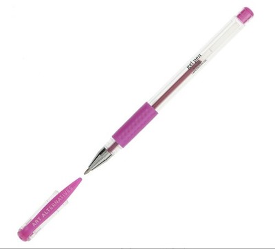 Gel Pen, Metallic Pink - Ballpoint - Non-Smear + Quick Dry - Writing, Drawing