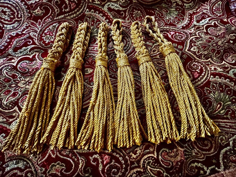 Vintage Gold Tassel Napkin Rings. Set Of 6
