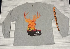 Mossy Oak Deer Long Sleeve Graphic T Shirt Silhouette Design Size 2XL XXL